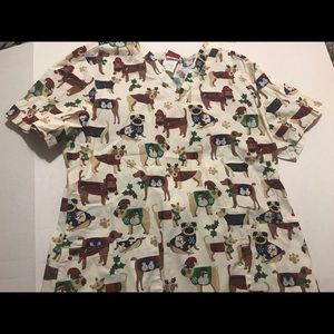 Christmas dogs scrub top